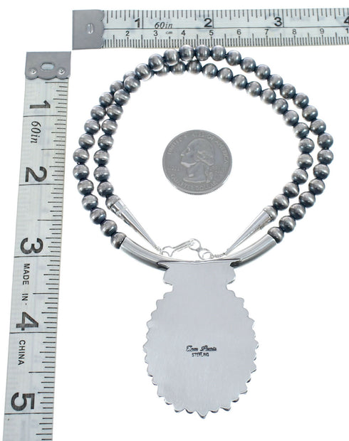 Turquoise Old Pawn Style Sterling Silver Navajo Bead Necklace JX125861